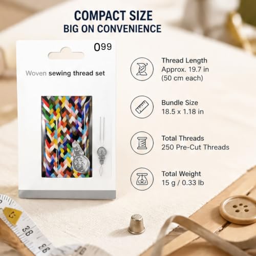 Extra Strong Sewing Thread Plait Kit, 21 Colors-Cut Polyester Threads for Hand Sewing Repair, Portable Travel Mending Kit with Needles & Threader, Compact Emergency Sewing Supplies