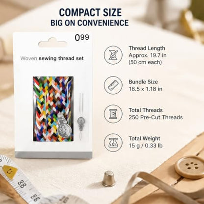 Extra Strong Sewing Thread Plait Kit, 21 Colors-Cut Polyester Threads for Hand Sewing Repair, Portable Travel Mending Kit with Needles & Threader, Compact Emergency Sewing Supplies