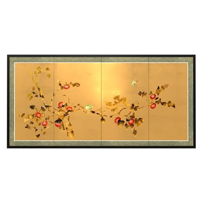Oriental Furniture Gold Leaf Cherry Blossom - 24" - color: Cherry Blossom, size: 24" x 48"