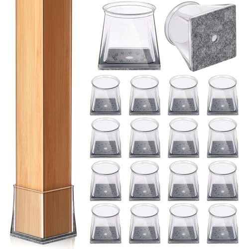 32 PCS Square Chair Leg Floor Protectors (S Fits: 3/4" to 1-1/16") - color: Clear-32pcs, size: Square S