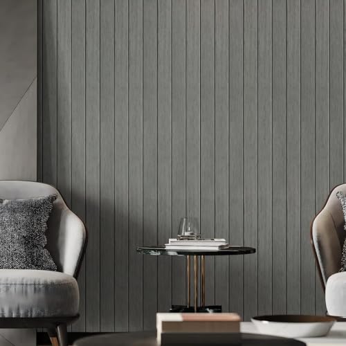Thick Wood Slat Wall Panels, Modern 3D Peel and Stick, 15.75"x118" Self-Adhesive Accent Wall with Sound Dampening for TV Wall and Ceiling, Bedroom, Home Office, Dark Grey, 13 Sq Ft - color: Dark Grey