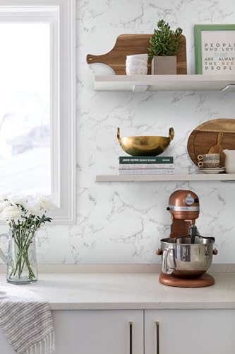 Grey White Marble Contact Paper Glossy Marble Peel and Stick Wallpaper Self Adhesive Wallpaper Glossy Waterproof Wall Paper DIY Removable Contact Paper for Bathroom Countertop Decor15.7 x78.7