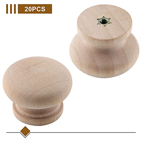 Zorfeter Wood Unfinished Drawer Knobs, Mushroom Shape, 20 Pcs - color: Unfinished Large Mushroom