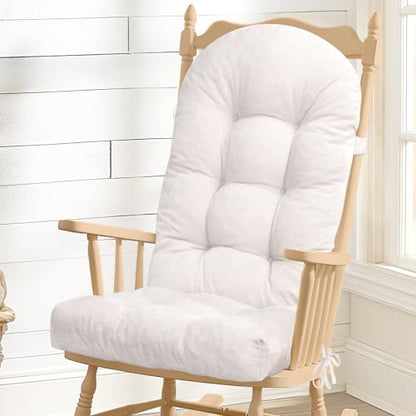 Rocking Chair Cushion, High Back, 44 x 19 x 4 Inch, Room White - color: Room White
