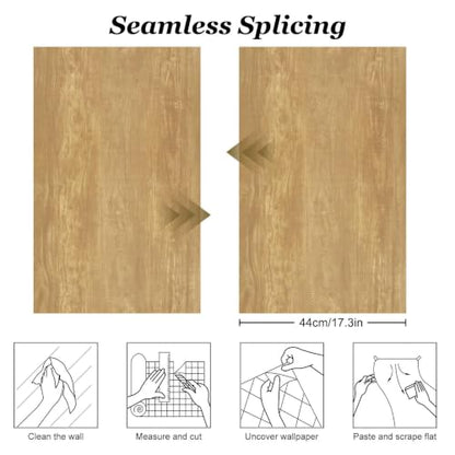 Peel and Stick Wallpaper Brown Wood Grain Contact Paper 15.7" x 275.6" - color: Brown, size: 15.7" x 275.6"