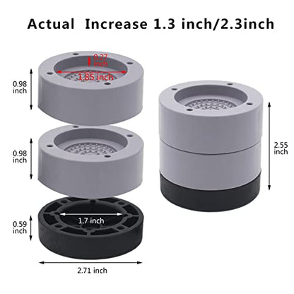 Furniture Risers 2 inch (Set of 4) Round Bed Risers Heavy Duty - color: Grey-4 Pack, size: two layers (2.3 inch)