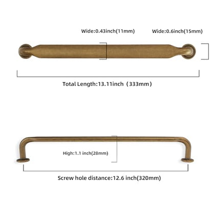 10 Pack 12-3/5 inch Antique Brass Kitchen Cabinet Handles - color: Antique Brass, size: 12-5/8'' Hole Center(320mm)