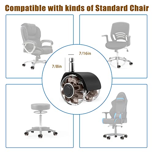Omyoffice 2" Office Chair Wheels Set of 5, Brown Heavy Duty Chair Caster - color: Brown