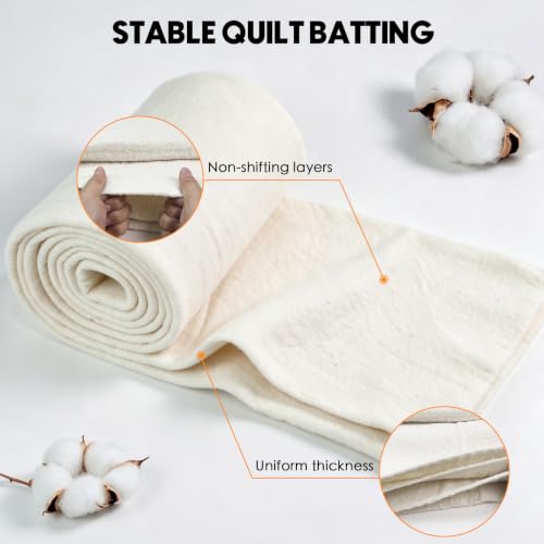 Natural Cotton Quilt Batting 60 × 60 Inches 200gsm - size: 60 × 60 Inches