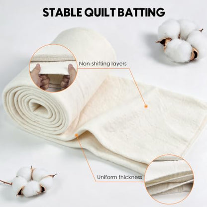 Natural Cotton Quilt Batting 60 × 60 Inches 200gsm - size: 60 × 60 Inches