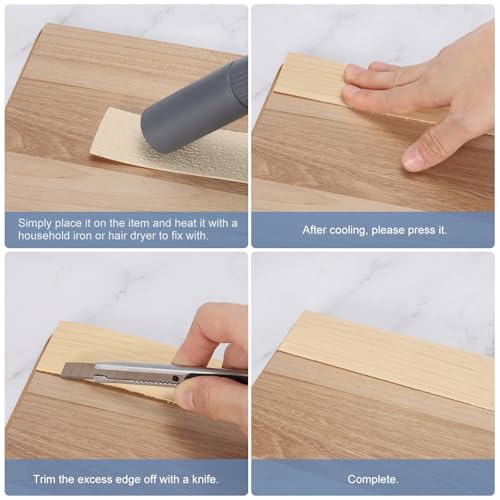 uxcell Edge Banding, 3/4 Inch x 24.6ft Pre-Glued Wood Veneer Edging Iron-on Flexible Edge Banding for Cabinet Repair Furniture Restoration, Brown Oak - size: 3/4 Inch x 24.6ft