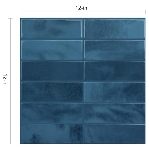 Select 5 Pack Peel and Stick Backsplash Square Tiles, 12x12 in, Blue - color: Blue, size: Rectangle Shape