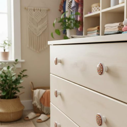 HUAMULAN Ceramic Knobs Boho Cabinet Pulls Drawer Door Handles 15 Pack - color: Pink Floral