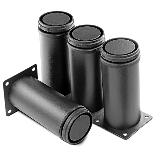 Stainless Steel Adjustable Furniture Legs 5 Inch - Black - 4pcs - color: Black, size: 5"