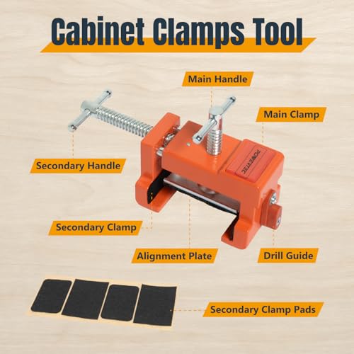 POWERTEC Cabinet Face Frame Clamps (2 Pack) - Cabinet Installation Tool with Drill Guide, Precise Alignment & Secure Hold (72126) - style: Cabinet Face Frame Clamps (2PK)