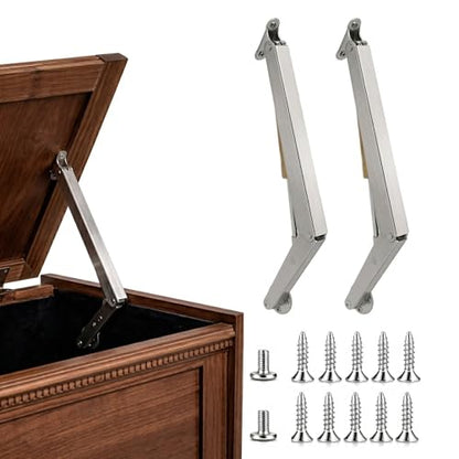 100N Heavy Duty Lid Support Hinge with Soft Close, 2 Pack Toy Box Hinges with Anti-Pinch Warning Stickers, Slow Closing Chest Hinges for Wooden Toy Box, Cedar Chest, Storage Trunk, Easy Install