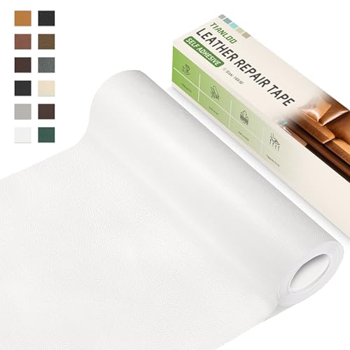 TIANLDD Leather Repair Tape,16 x 80 Inches Self Adhesive Leather Repair Patch，Leather Repair Kit for Furniture，Couches,Car Seats,Cabinets,Handbags(White-Litchi Grain) - color: White-Litchi Grain, size: 16" x 80"