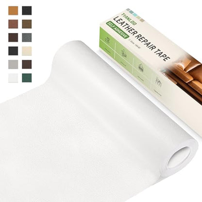TIANLDD Leather Repair Tape,16 x 80 Inches Self Adhesive Leather Repair Patch，Leather Repair Kit for Furniture，Couches,Car Seats,Cabinets,Handbags(White-Litchi Grain) - color: White-Litchi Grain, size: 16" x 80"