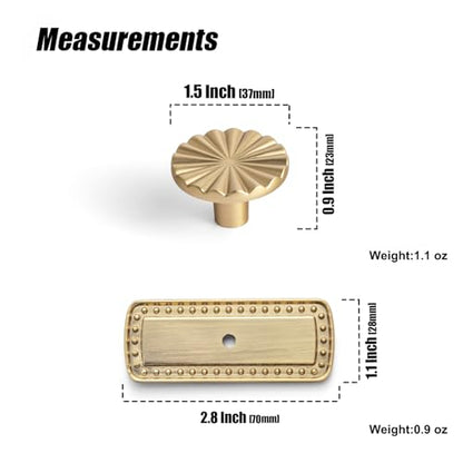 Goo-Ki 1.5'(38mm) Dia Champagne Bronze Cabinet Knob with Gilded Beaded Border Backplate, Zinc Alloy Flower Design Drawer Knobs,Modern Style,6 Pack - color: Champagne Bronze, size: 1.5'' Dia Knob With Beaded Backplate