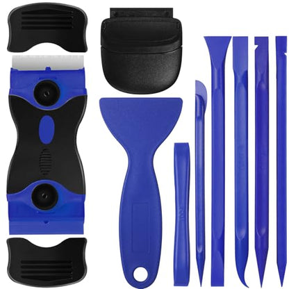 Tallew 9 Pcs Plastic Scraper Set Paint Tool Non Scratch Putty, Dark Blue - color: Dark Blue