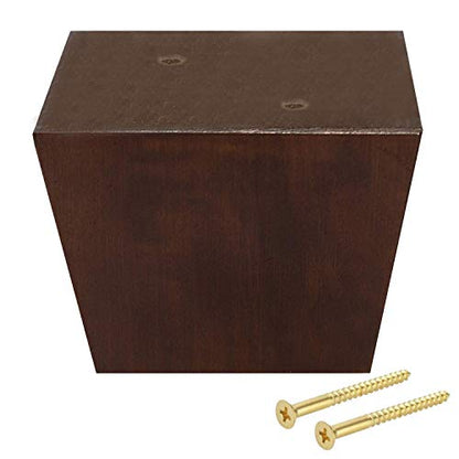 Furniture Legs for Sofa Chair Couch or Ottoman, Set of 4 Replacement Feet, 3 Inch Tall, Square with Tapered Sides, Walnut Finish - color: Walnut