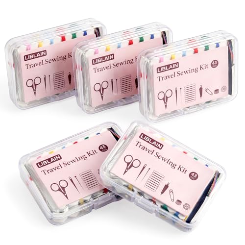 LIBLAIN Mini Sewing Kit with Big Eye Steel Needles for Adults and Beginners - size: 5 Pack