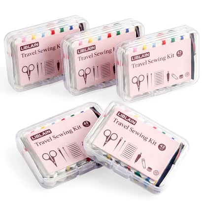 LIBLAIN Mini Sewing Kit with Big Eye Steel Needles for Adults and Beginners - size: 5 Pack