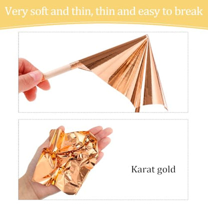 Cunhill 100 Pcs Imitation Gold Leaf Sheets, Art Foil Paper,Rose Gold - color: Rose Gold