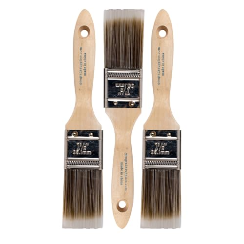Pro Grade Paint Brushes, 1.5 Inch Flat Paint Brush, Trim & Stain, 3 Pack - size: 3Ea H 1.5F