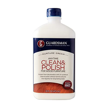 Guardsman Clean & Polish For Wood Furniture - Cream Polish 16.9 oz - Silicone Free, UV Protection - 461500