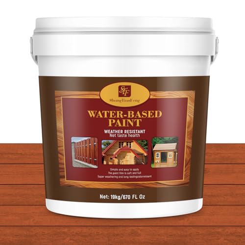 5 Gallon Red Wood Stain & Sealer & Preservative for Wood, Flexible Crack-Resistant Finish ,Outdoor Deck and Fence - All-in-One Exterior Wood Stain/Waterproofing Sealant–UV Protection,Non-Toxic - color: Red Wood, size: 5 Gallon