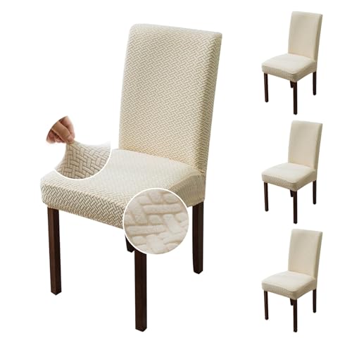 Genina Stretch Chair Covers for Dining Room Kitchen Parsons Set of 4 - color: Beige, size: 15-19in Not waterproof