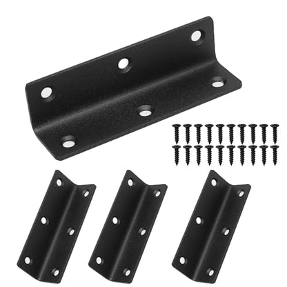 L Bracket, Heavy Duty Corner Brace, 4 Pack 4" Metal Shelf Bracket Angle Bracket for Shelves, Black L Brackets for Wood,100mm Overall Length - size: 4 Inch
