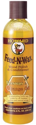 Howard Products Feed-N-Wax Wood Polish & Conditioner, 8 oz, Orange - size: 8 Fl Oz (Pack of 1), style: Surface Protection Wax