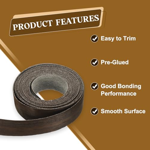 uxcell 1 Inch x 13ft Wood Veneer Edge Banding Pre-Glued Flexible Strips - size: 1 Inch x 13ft