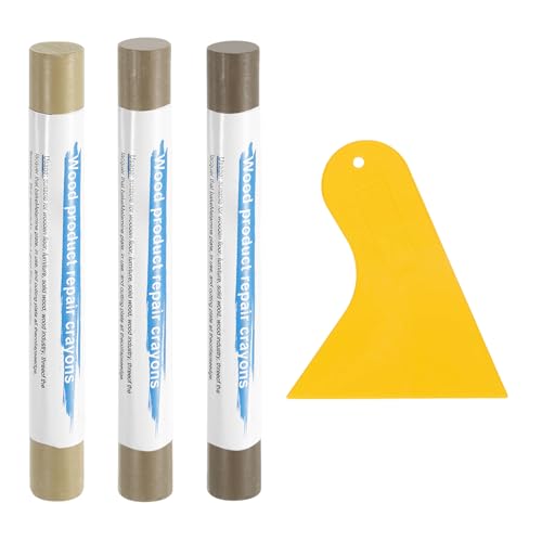 uxcell 3Pcs Wood Filler Sticks, Furniture Scratch Repair Wax Crayons Furniture Touch Up Markers Wood Repair Wax Kit with Spatula for Wood Furniture Floors, 3 Colors Tech Wood Series - color: Tech Wood Series