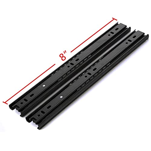 Drawer Slides 8 inch Ball Bearing Full Length 3 Section Slides Mounted Drawer Runner Slider for Cabinet Furniture, 2 Pack (Black 8 inch) - size: 8 Inch