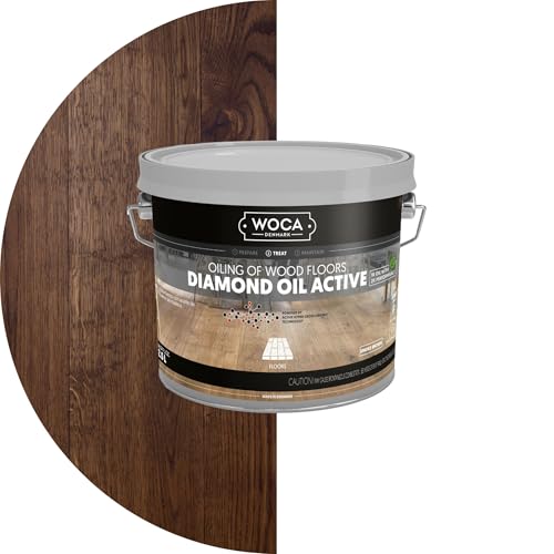 WOCA Denmark Diamond Oil Active (Smoke Brown, 2.5L) – Extremely Durable, Plant-Based Wood Finish | Low VOC, Isocyanate-Free, Liquid-Resistant | Safe for All Wood Species, Including Exotic Woods - color: Smoke Brown, size: 2.5L