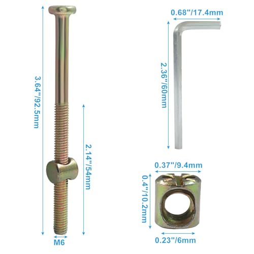 M6 X 90mm Barrel Bolt Nuts, 10 Pack - size: M6(90mm)