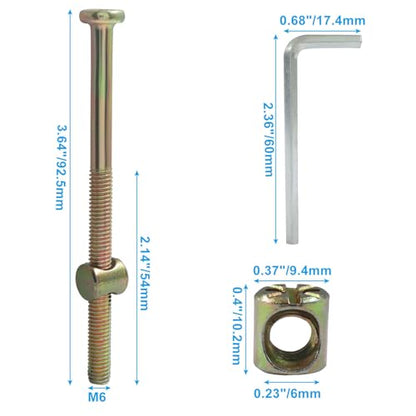 M6 X 90mm Barrel Bolt Nuts, 10 Pack - size: M6(90mm)