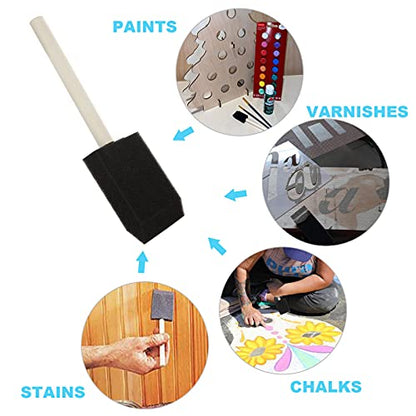 100 Pack 2 inch Foam Brush Bulk Foam Paint Brushes Foam Sponge Brush with Wood Handle Sponge Paint Brush Foam Brushes for Painting, Acrylics, Stains, Varnishes, Crafts - color: 100 Pack-2 Inch