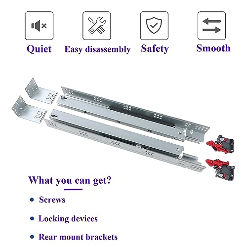 Undermount Soft Close Drawer Slides 12 Inch 6 Pairs Full Extension - size: 12 Inch