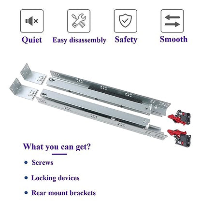 Undermount Soft Close Drawer Slides 18 Inch 6 Pairs Full Extension - size: 18 Inch