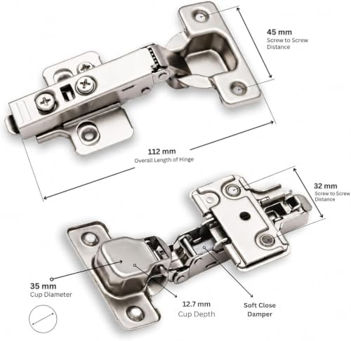100-Pack Full Overlay Frameless Soft-Close European Hinges - size: 100 Pieces