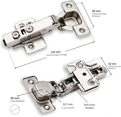 100-Pack Full Overlay Frameless Soft-Close European Hinges - size: 100 Pieces