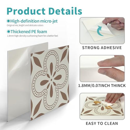VICCI 12Pcs Peel and Stick Tile Stickers, 5.9x5.9 inch Foam Wall Decals - color: Art-228, size: 5.9x5.9IN*12PCS