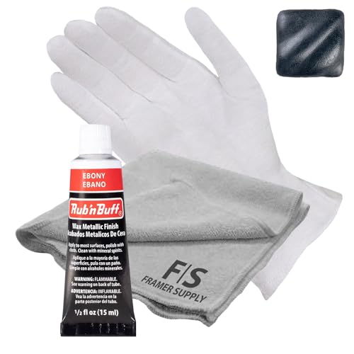 Rub n Buff Metallic Wax with Cotton Glove and 8" x 8" Cloth - Gilding Wax for a Smooth Adjustable Gloss Finish - Single 0.5oz/15ml Tube (Ebony) - color: Ebony