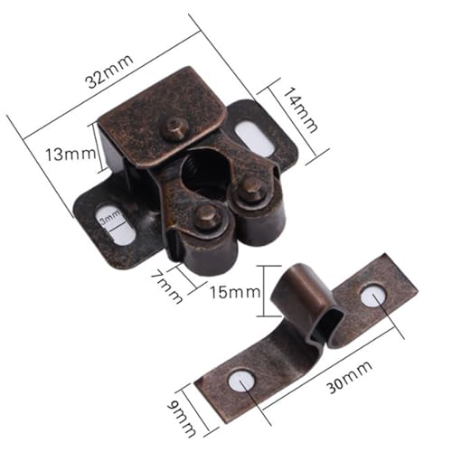 6 Pack Cabinet Latch - Double Roller Catch Hardware for Cupboard Closet Kitchen Cabinet Door Latches and RV Cabinet,Bronze - color: Bronze