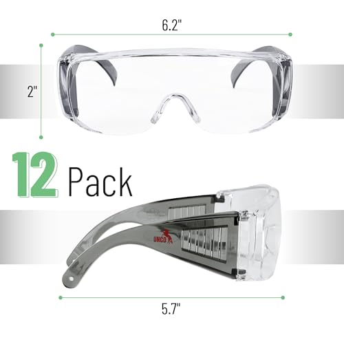 UNCO- Safety Goggles Over Glasses, Protective Goggles, Anti Fog, Work, Safety Glasses Over - color: Black, size: 12 Pack