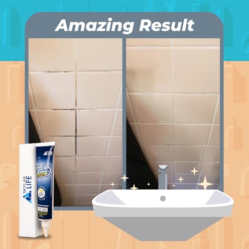 Skylarlife Home Tiles and Sealant, Rubber Stain Whitnener Gel Apply on Silicone Caulk for Bathroom, Kitchen, Joint Sealant, Rubber